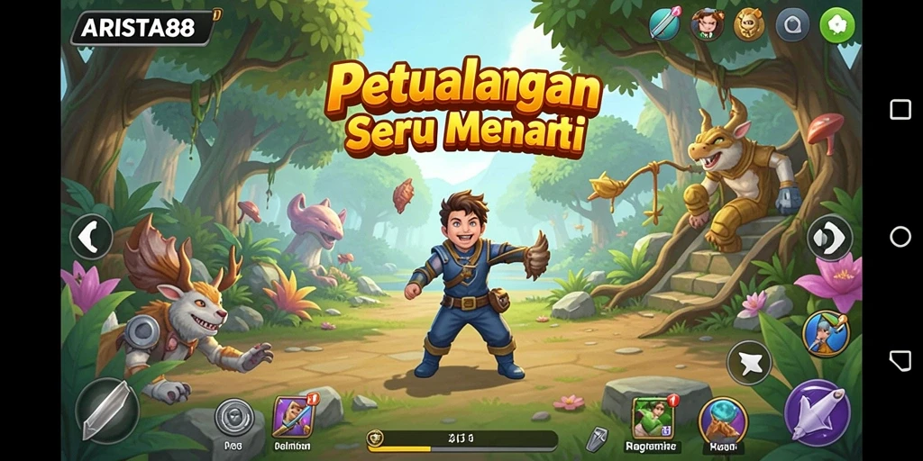 Tampilan utama gameplay ARISTA88 dengan aksi petualangan yang mendebarkan.