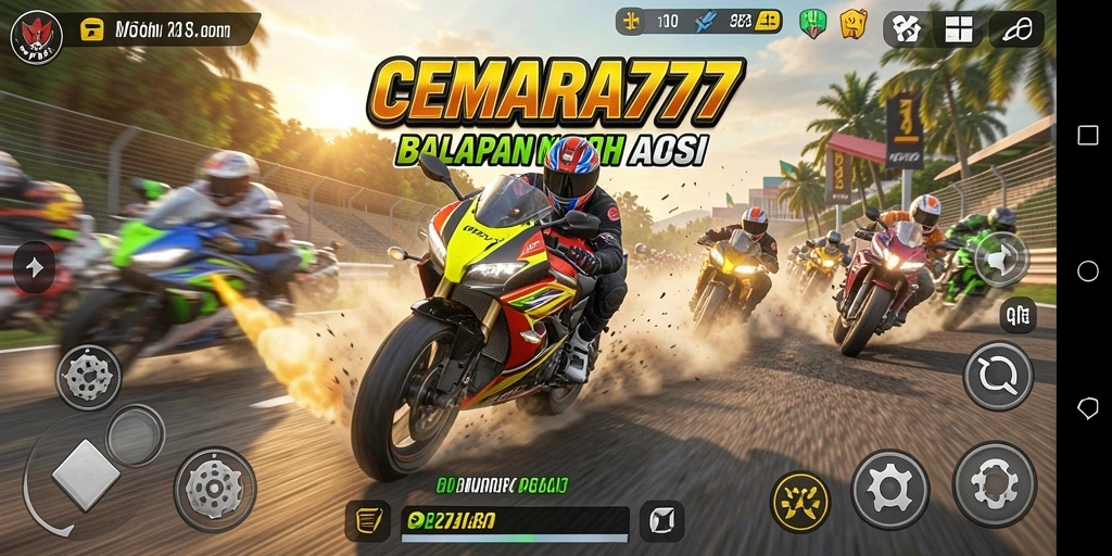 Tangkapan layar CEMARA777 menampilkan balapan motor yang mendebarkan.
