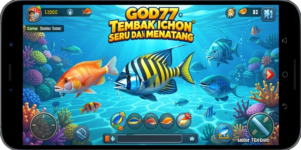 Tangkapan layar menampilkan aksi menembak ikan yang seru di GOD77.