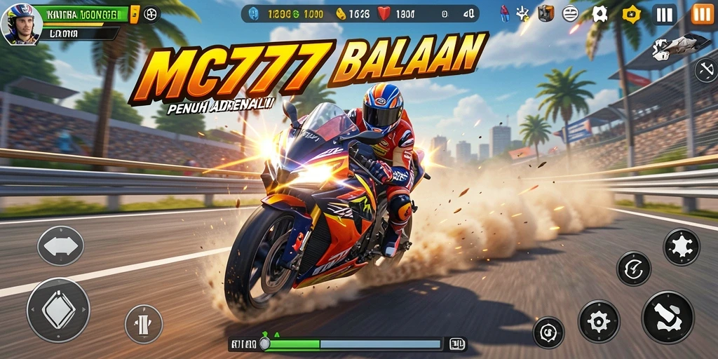Gameplay seru balapan motor di lintasan menantang.