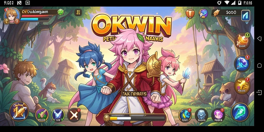 Tampilan gameplay seru di dunia anime yang menawan.