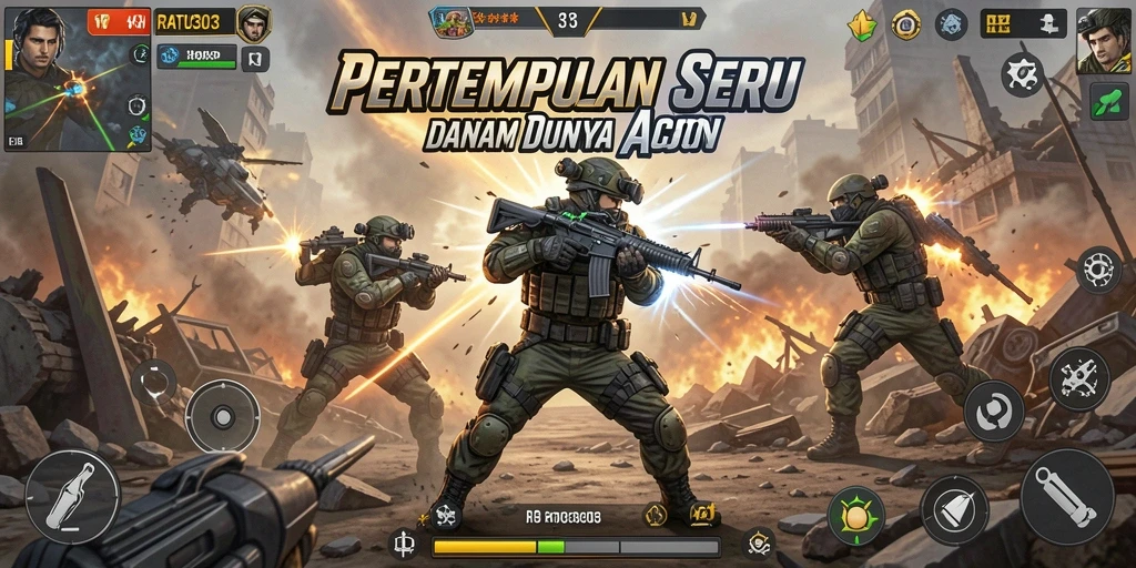 Tampilan pertempuran seru dalam RATU303 dengan karakter unik.