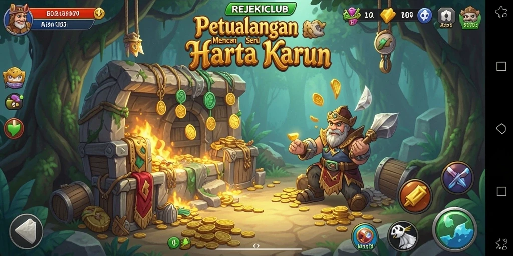 Tangkapan layar gameplay REJEKICLUB menampilkan petualangan menegangkan di dunia misterius.