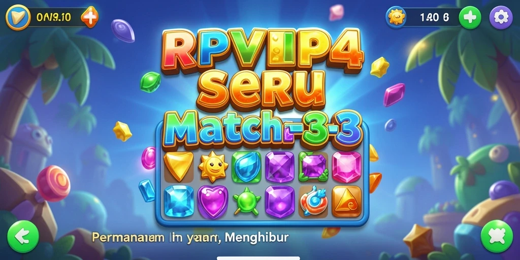 Screenshot gameplay RPVIP4 yang menunjukkan momen seru bermain Match-3.