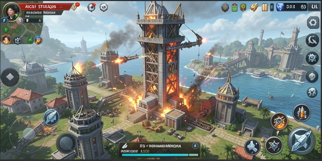 Screenshot gameplay T6 menampilkan aksi menara pertahanan yang mendebarkan.