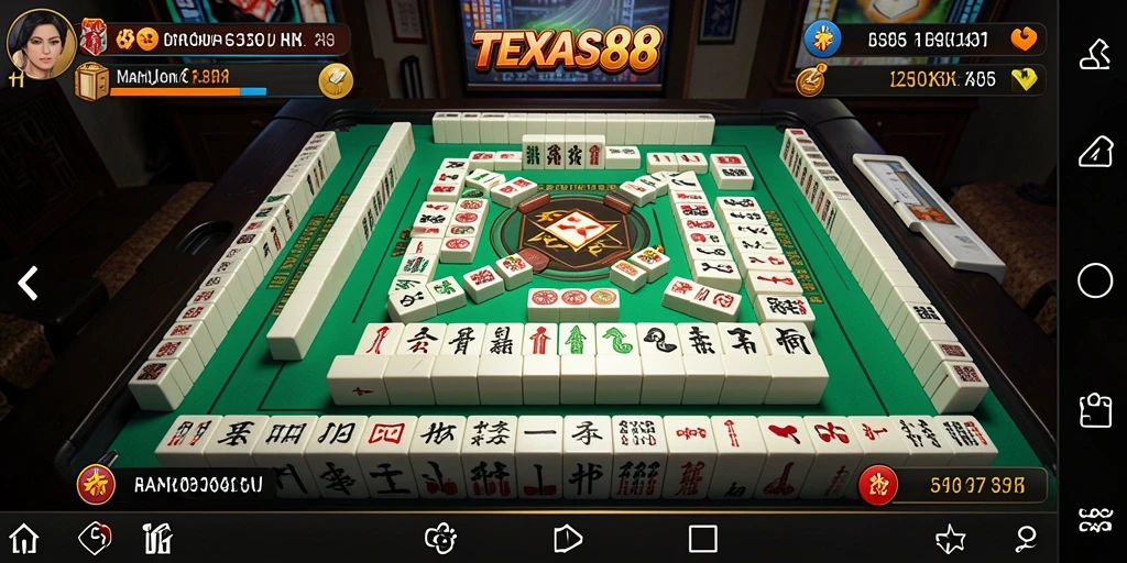 Tampilan gameplay TEXAS88 yang menarik saat mencocokkan ubin Mahjong.