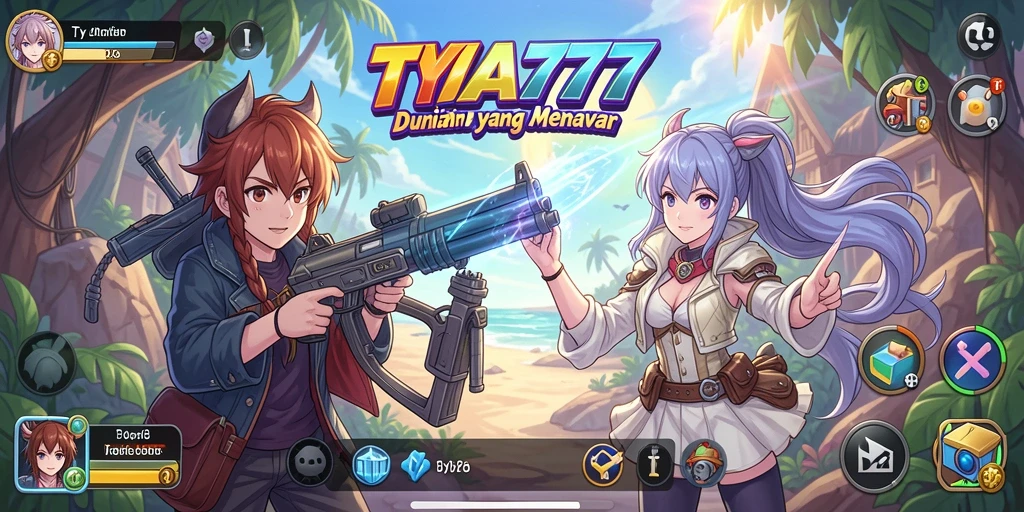 Tampilan gameplay seru di TYA777 dengan karakter anime.