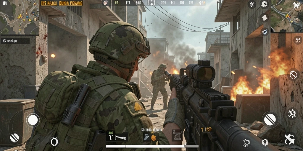 Tampilan gameplay menarik saat pertempuran FPS di V07.