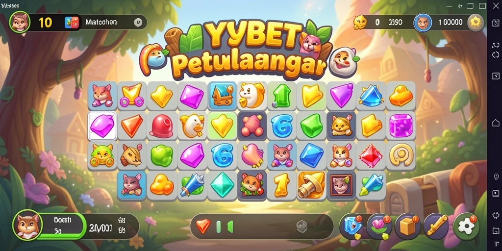 Tampilan menarik dari gameplay <strong>YYBET</strong> yang penuh warna dalam kategori Match-3.
